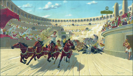 Rome Bread and Circus, death by Chariot