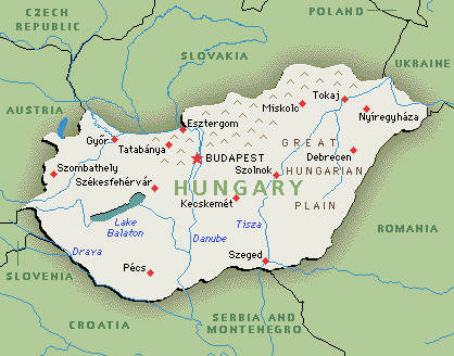 Europe map of Hungary