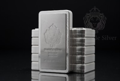 Stack of silver bars - commodities