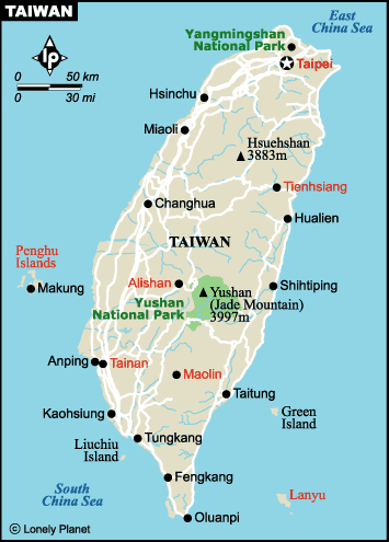 Taiwan island map